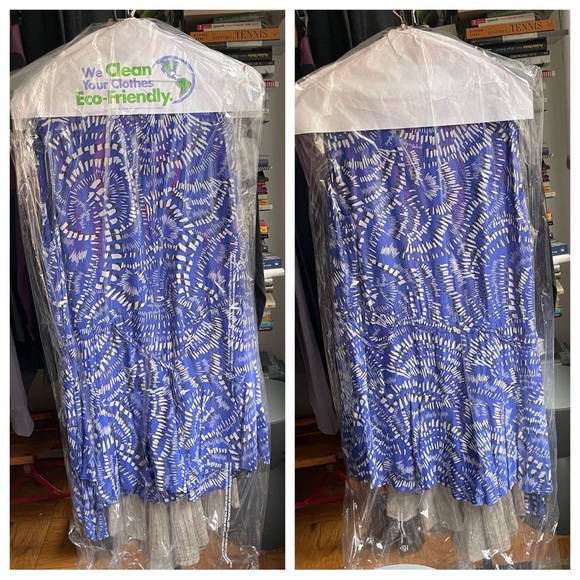 REISS Elsie Geo Print Dress - Blue, EUC, Freshly dry cleaned too! US14 EU46 UK18 - Picture 8 of 14